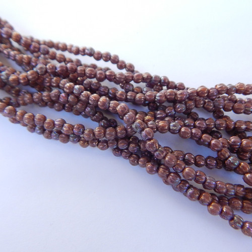 100 Beads - Melon 3mm Oxidized Bronze Berry - Czech Glass