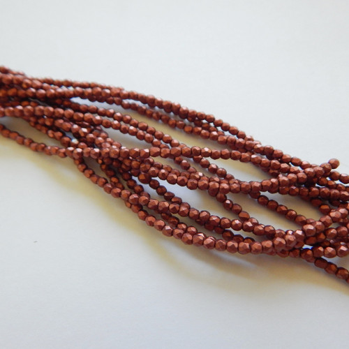 100 Beads - 2mm Fire Polished Faceted - Saturated Metallic Valiant Poppy - Czech Glass