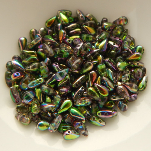 60 Beads - 3x6mm DropDuo 2-Hole Magic Orchid (- Czech Glass