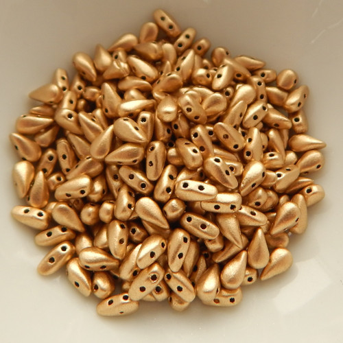 3x6mm DropDuo (60 beads) 2-Hole Aztec Gold Czech Glass Beads