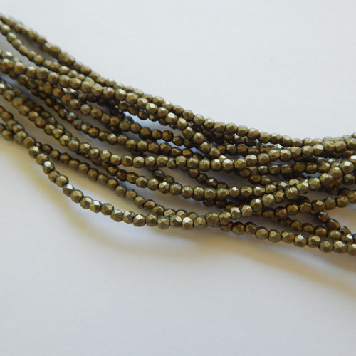 100 Beads - 2mm Fire Polished Faceted - Saturated Metallic Emperador - Czech Glass