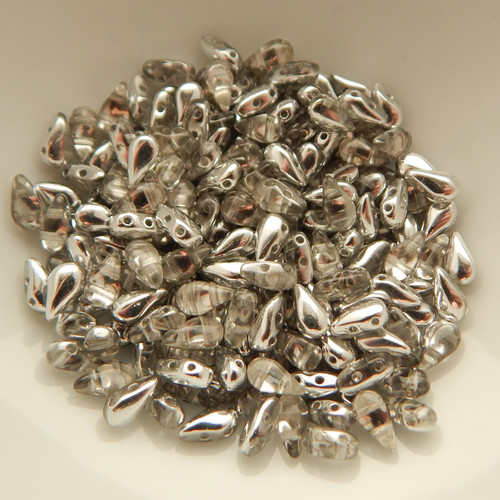 60 Beads - 3x6mm DropDuo 2-Hole, Crystal Labrador, Czech Glass Beads
