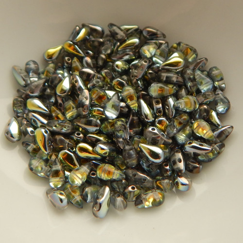 60 Beads - 3x6mm DropDuo 2-Hole Crystal Marea , Czech Glass