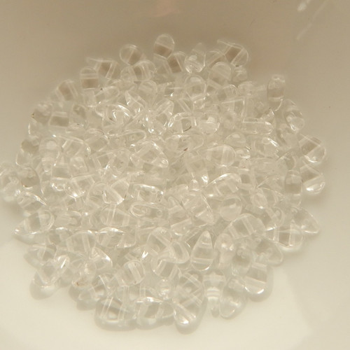 3x6mm DropDuo 2-Hole Crystal Clear (100 beads) Czech Glass Beads