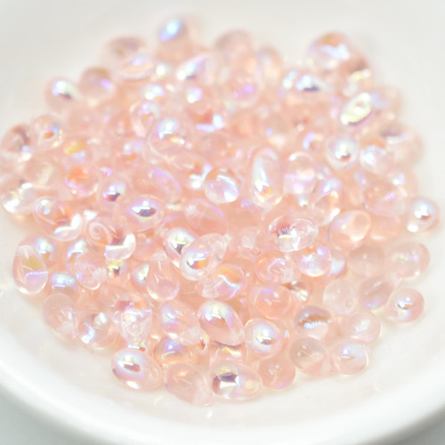 50 Beads - 4x6mm Teardrop, Rosaline AB - Czech Glass