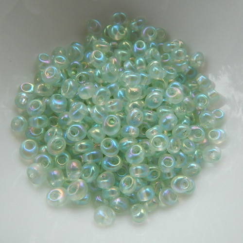 4mm Magatama Drop Pale Green Ab 25 Grams Miyuki Glass Bead