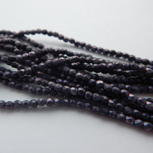Fire Polished Faceted 2mm (100 beads) Czech Glass Polychrome Orchid Aqua