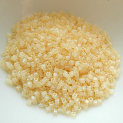 1.8mm Miyuki Cube 10 grams - Matte Transparent Light Topaz AB - Glass Seed Bead No. 132fr