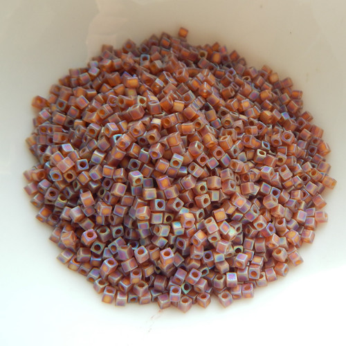1.8mm Miyuki Cube 10 grams - Matte Transparent Dark Topaz AB - Glass Seed Bead No. 134fr