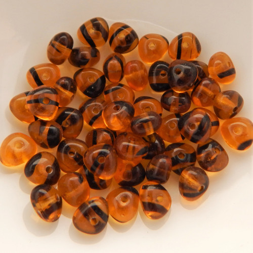 4x6mm Potato Pebble Beads (50 beads) Czech Glass Pressed Beads (Tortoise)