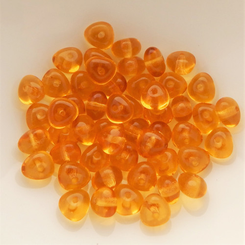 4x6mm Potato Pebble Beads (50 beads) Czech Glass Pressed Beads (Amber)