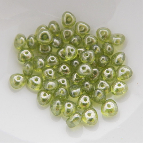 4x6mm Potato Pebble Beads (50 beads) Czech Glass Pressed Beads (Olivine Shimmer)