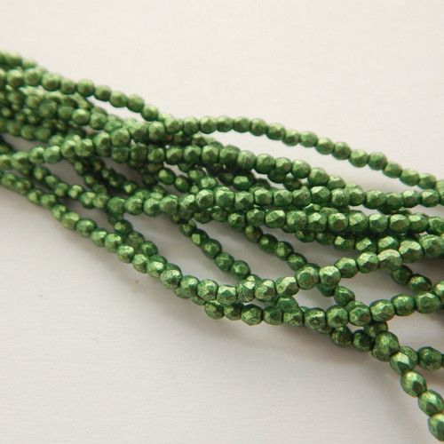 Fire Polished Faceted (100 beads) 2mm Czech Glass Saturated Metallic Kale