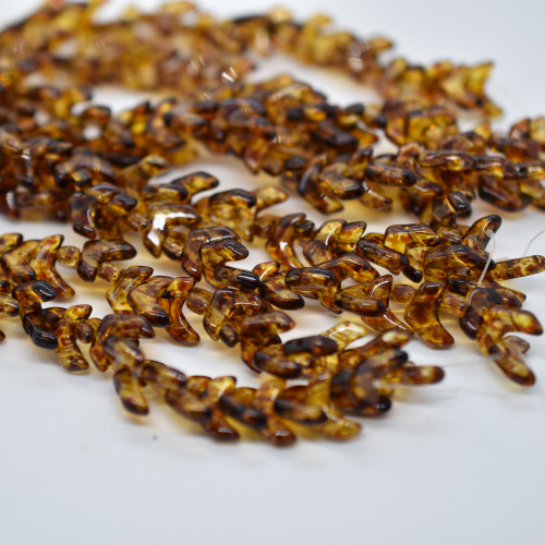 Chevron Duo (30 Beads) Crystal Dark Travertin 10x4mm 2-hole Czech Glass