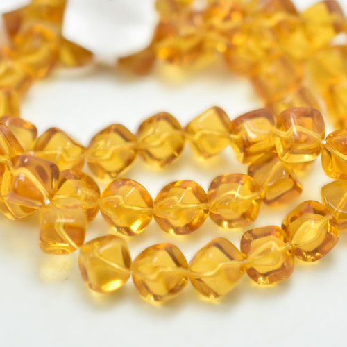 8mm Diagonal Cube, Topaz, 25 Beads, Czech Glass
