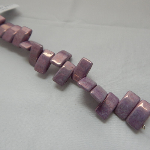 9x17mm 2 Hole Carrier Beads Chalk Purple Vega Luster (15 beads) Czech Glass Beads