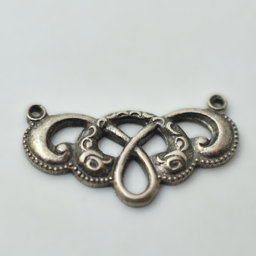15x23mm Connector, Brass, Antique Silver Plate, 1 Piece
