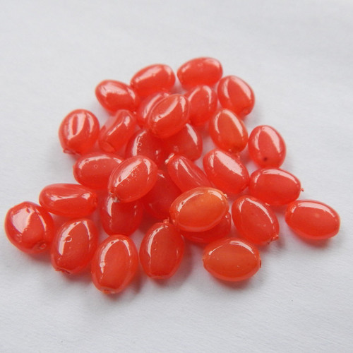 6x8mm Smooth Oval Light Lt Red Coat (30 beads) Czech Glass