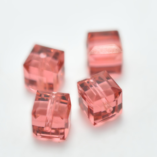 6mm Swarovski Cube, Padparadscha, 4 Beads