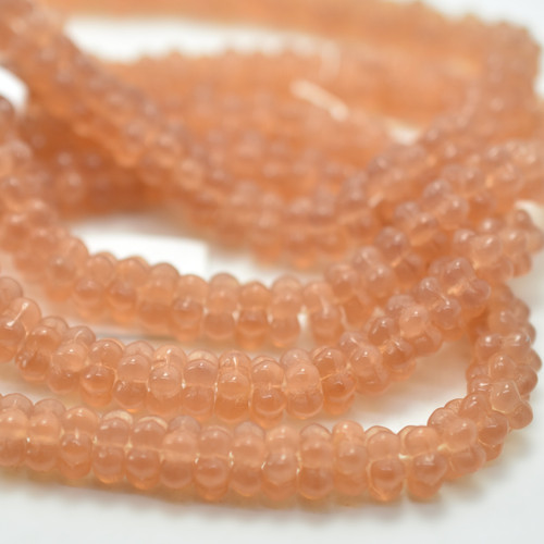 7x3mm Flat Daisy Spacer Milky Apricot, 50 Beads, Czech Glass