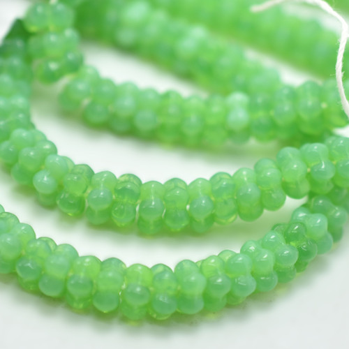 7x3mm Flat Daisy Spacer Milky Peridot, 50 Beads, Czech Glass