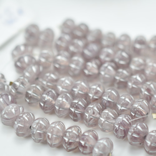 6x9mm Pumpkin, Tanzanite White Silver Wash, 10 Beads, Pressed Czech Glass