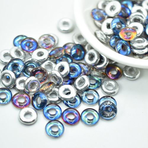 15 Beads - 10mm Ring, Crystal Heliotrope, Czech Glass