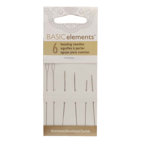 Beading Needle Assorted #10, #12, Big Eye, Twisted - 6 on Card