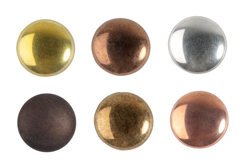 12 Pieces - Cabochon Par Puca® 18mm - Metallic Color Bulk Assortment Czech Glass Cab - Dark Bronze Matte, Argentees, Dark Bronze, Dark Gold Bronze, Full Capri Gold, Full Dorado