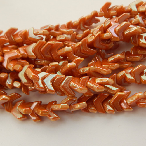 Chevron Duo (30 Beads) Chalk Full Apricot 10x4mm 2-hole Czech Glass