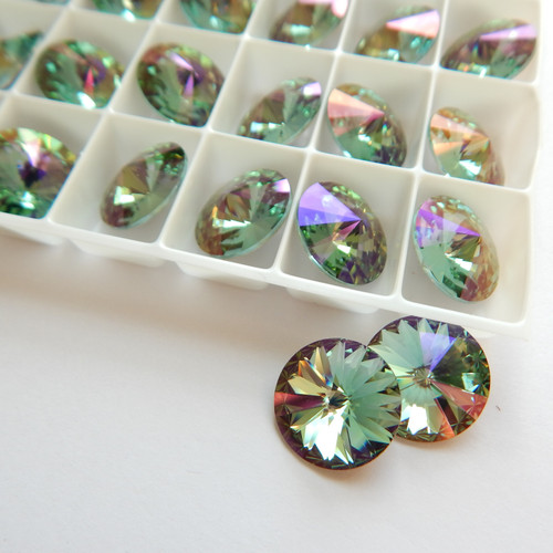 14mm 1122 Swarovski Rivoli (2 Pieces) Aquamarine Lemon (Foiled)