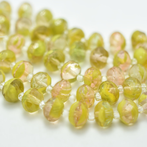 10 Beads - 6x8mm Rondelle Chartreuse, Clear, Rose Czech Glass