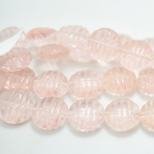 12 mm Coin, Channeled Rosaline, 10 Beads, Czech Glass