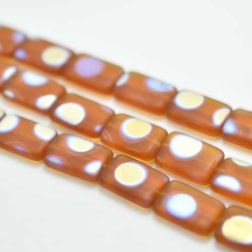 10x12mm Rectangle, Matte Dark Topaz Spot AB, 10 Beads, Czech Glass