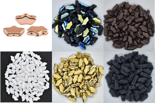 180 Beads (30 Beads, 6 colors each )- Delos® par Puca® Paris - Bulk Mix Chalk, Capri, Dorado, Matte Jet, Matte Bronze, Jet AB - Czech Glass