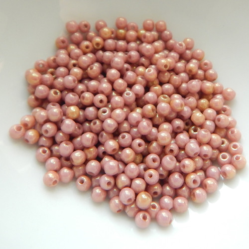 3mm Druk Round (200 beads) Chalk Red Luster Czech Glass