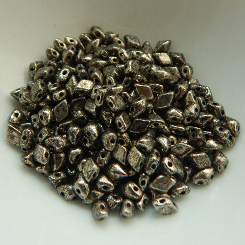 4x6mm DiamonDuo™ MINI Antique Chrome (50 beads) Czech Glass