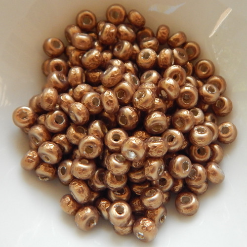 30 Beads - 5/o Glass Seed Beads Baroque Pearl Antique Brass - Miyuki No. 955