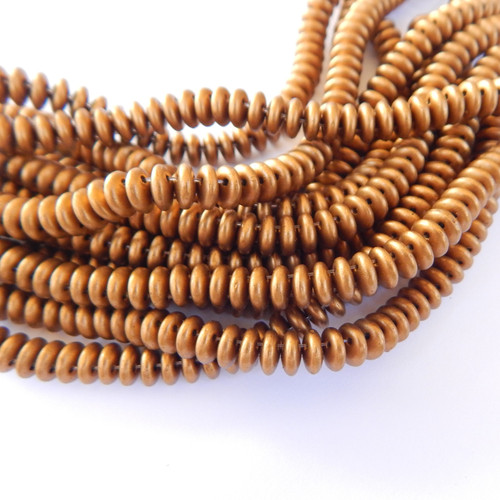 50 Beads - 6mm Lentil, 2-Hole - Matte Metallic Goldenrod - CzechMates Czech Glass