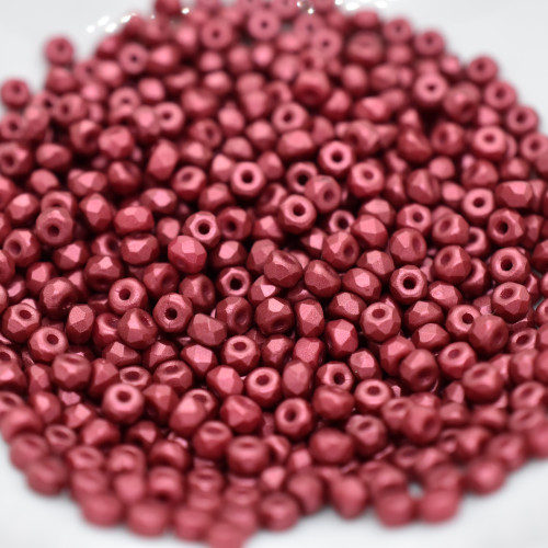 50 Beads - 2x3mm Micro Spacer - Dark Red - Faceted Czech Glass