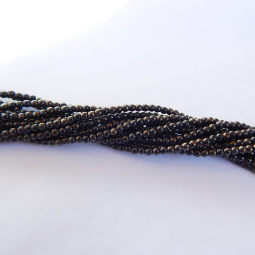 100 Beads - 2mm Druk - Jet Bronze Picasso - Czech Glass Rounds
