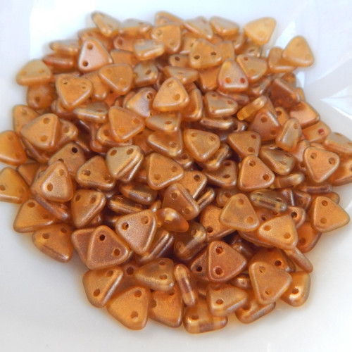 50 Beads - 6mm Triangle, 2-Hole - Halo Sandalwood - CzechMates Czech Glass