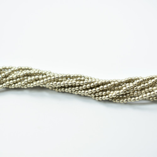 100 Beads - 2mm Druk -Sueded Gold Cloud Dream - Czech Glass Rounds