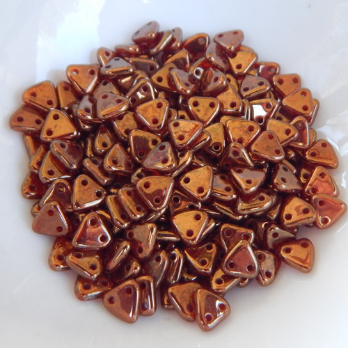 50 Beads - 6mm Triangle, 2-Hole - Hyacinth Bronze - CzechMates Czech Glass