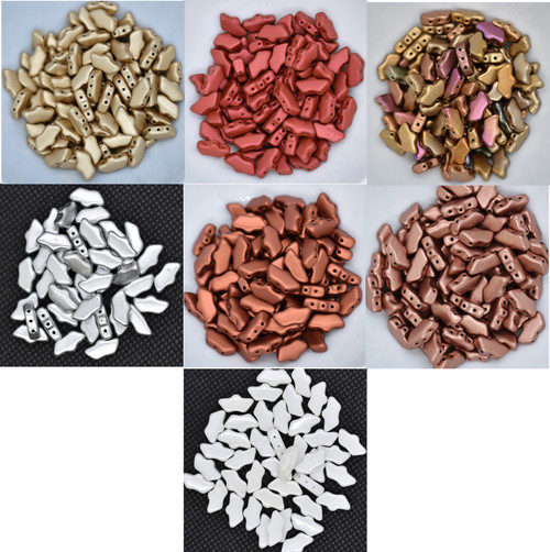 210 Beads (30 Beads, 7 colors each )- Delos® par Puca® Paris - Bulk Mix Matte Metallic, plus White Ceramic - Czech Glass