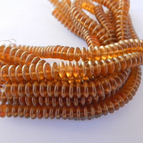 50 Beads - 6mm Lentil, 2-Hole - Halo Sandalwood - CzechMates Czech Glass
