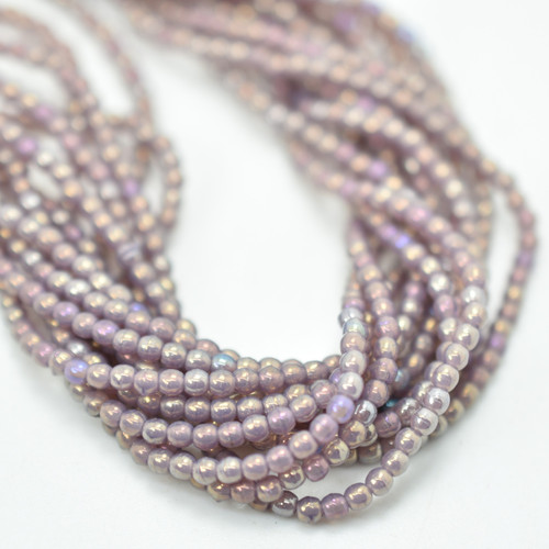100 Beads - 2mm Druk - Milky Amethyst Luster Iris - Czech Glass Rounds