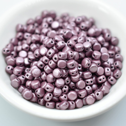 Kalos® par Puca® (50 beads) 2-Hole 4x3mm Drum Shape - Matte Metallic Dark Plum - Czech Glass