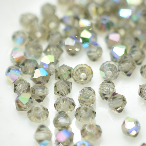 Preciosa 3mm Bicone Machine Cut Crystal Black Diamond AB (24 Beads)