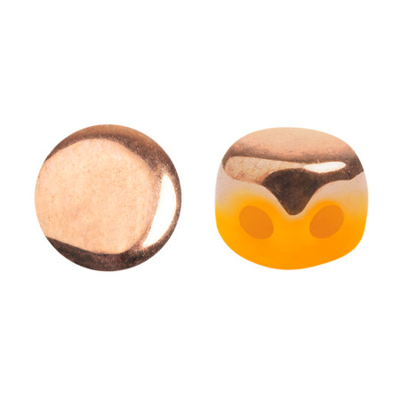 Kalos® par Puca® (50 beads) 2-Hole 4x3mm Drum Shape - Frost Tangerine Capri Gold - Czech Glass